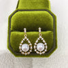 Women's Natural Freshwater Pearl Zircon Drop Earrings With 18K Gold Color Preservation Oblate Shape