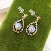 Women's Natural Freshwater Pearl Zircon Drop Earrings With 18K Gold Color Preservation Oblate Shape