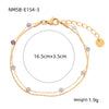 Women's Natural Garnet Beaded Double Layer Titanium Steel And 18K Gold Electroplated Geometric Fashion Bracelet
