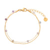 Women's Natural Garnet Beaded Double Layer Titanium Steel And 18K Gold Electroplated Geometric Fashion Bracelet
