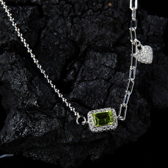 Women's Natural Gemstone Bracelet S925 Sterling Silver Geometric Light Luxury Style Set With Gems