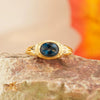 Women's Natural Gemstone London Blue Topaz Ring S925 Sterling Silver Geometric Style Set With Gemstones