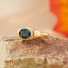 Women's Natural Gemstone London Blue Topaz Ring S925 Sterling Silver Geometric Style Set With Gemstones