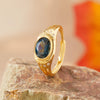 Women's Natural Gemstone London Blue Topaz Ring S925 Sterling Silver Geometric Style Set With Gemstones