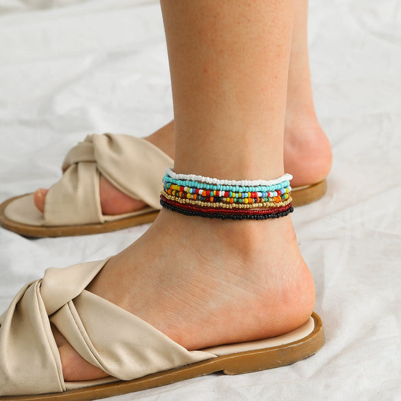 Women’s Natural Geometric Rice Bead Bracelet Set Creative Fashion Beaded Jewelry