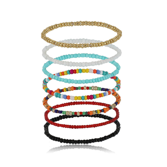 Women’s Natural Geometric Rice Bead Bracelet Set Creative Fashion Beaded Jewelry