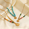 Women's Natural Geometric Stainless Steel And Titanium Steel Beaded Sun Necklace With Electroplating