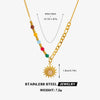 Women's Natural Geometric Stainless Steel And Titanium Steel Beaded Sun Necklace With Electroplating
