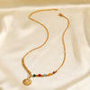 Women's Natural Geometric Stainless Steel And Titanium Steel Beaded Sun Necklace With Electroplating