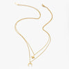 Women's Natural Geometry Style Electroplated Stainless Steel Star And Moon Double Layer Overlapping Clavicle Chain Necklace For Decoration