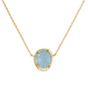 Women's Natural Haibao Sapphire Pendant Sterling Silver Necklace Oval Eggshaped Geometric Style