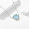 Women's Natural Haibao Sapphire Pendant Sterling Silver Necklace Oval Eggshaped Geometric Style