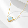 Women's Natural Haibao Sapphire Pendant Sterling Silver Necklace Oval Eggshaped Geometric Style