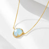 Women's Natural Haibao Sapphire Pendant Sterling Silver Necklace Oval Eggshaped Geometric Style