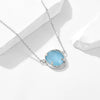 Women's Natural Haibao Sapphire Pendant Sterling Silver Necklace Oval Eggshaped Geometric Style