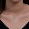 Women's Natural Haibao Sapphire Pendant Sterling Silver Necklace Oval Eggshaped Geometric Style