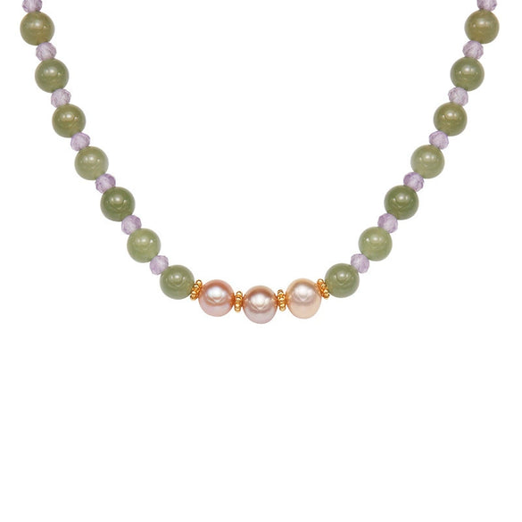 Women's Natural Pearl And 925 Sterling Silver Geometric Clavicle Chain Necklace Set