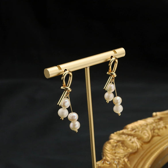 Women's Natural Pearl Geometric Baroque Retro Simple Electroplated Ear Clip Earrings Jewelry