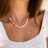 Women's Natural Pearl Geometric Style Hand Knitted Ball Chain Clavicle Necklace