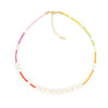 Women's Natural Pearl Geometric Style Hand Knitted Ball Chain Clavicle Necklace