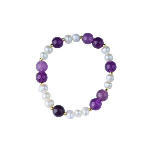 Women's Natural Pearl Handmade Bracelet With Flower And Geometric Patterns Minimalist Style