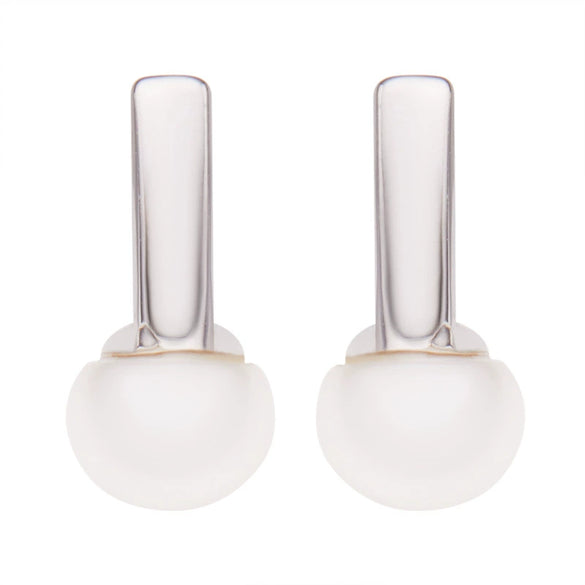 Women's Natural Pearl Stud Earrings S925 Sterling Silver Geometric Inlaid With Pearls