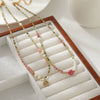 Women's Natural Redstone And Freshwater Pearl Stainless Steel Beaded Necklace Handmade Geometric Design Jewelry
