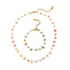 Women's Natural Stone And Stainless Steel Geometric Beaded Necklace With Electroplating Light Luxury Fashion Jewelry