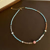 Women's Natural Stone And Titanium Steel Geometric Handmade Baroque Beaded Clavicle Chain Necklace