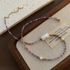 Women's Natural Stone And Titanium Steel Geometric Handmade Baroque Beaded Clavicle Chain Necklace