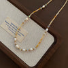 Women's Natural Stone And Titanium Steel Geometric Handmade Baroque Beaded Clavicle Chain Necklace