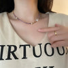 Women's Natural Stone And Titanium Steel Geometric Handmade Baroque Beaded Clavicle Chain Necklace