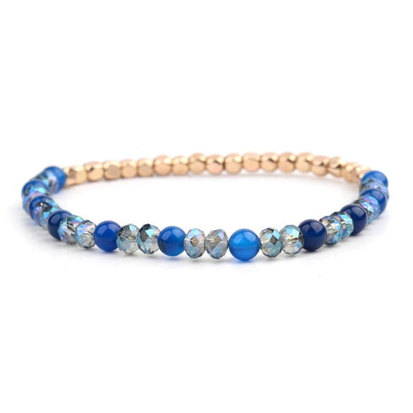 Women's Natural Stone Crystal Agate Acrylic Beaded Bracelet Jewelry With Geometric Pattern