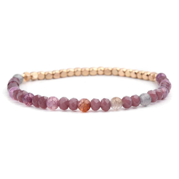 Women's Natural Stone Crystal Agate Acrylic Beaded Bracelet Jewelry With Geometric Pattern