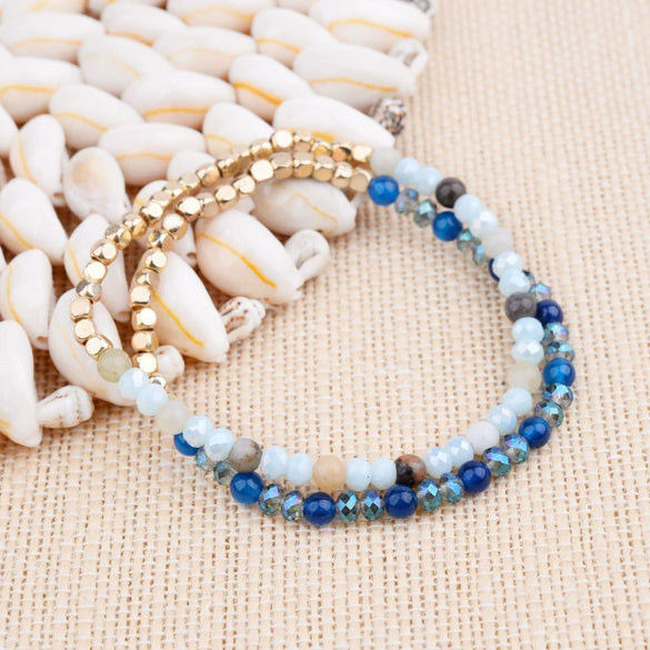 Women's Natural Stone Crystal Agate Acrylic Beaded Bracelet Jewelry With Geometric Pattern