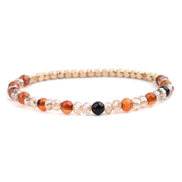 Women's Natural Stone Crystal Agate Acrylic Beaded Bracelet Jewelry With Geometric Pattern