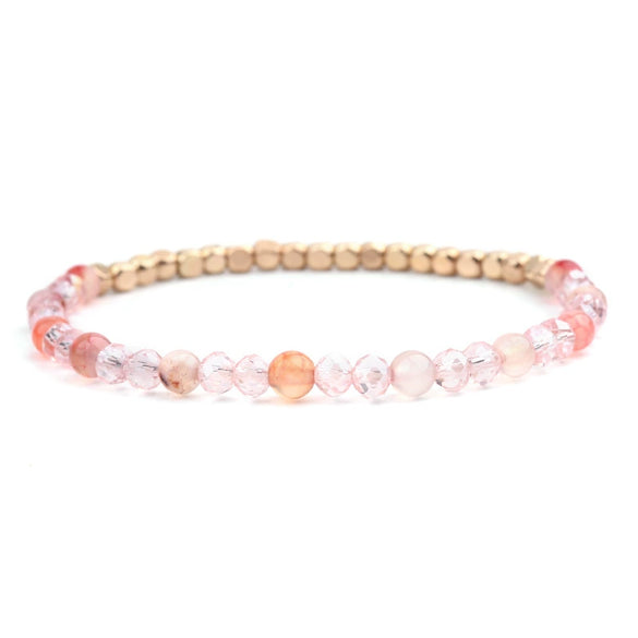 Women's Natural Stone Crystal Agate Acrylic Beaded Bracelet Jewelry With Geometric Pattern