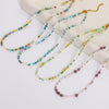 Women's Natural Stone Crystal Stainless Steel Geometric Handmade Beaded Necklace