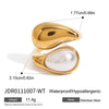 Women's Natural Stone Hollow Titanium Steel And Stainless Steel Open Bracelet With Electroplating Minimalist Style