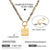 Women's Natural Stone Pendant Necklace In Stainless Steel With Geometric Design And Pvd Gold Plating