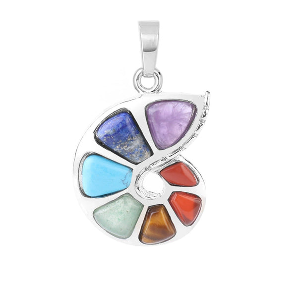 Women's Natural Stone Pendant Necklace With Alloy Electroplated Ball Chain Colorful Semi Precious Jewelry