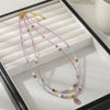 Women's Natural Stone Stainless Steel Beaded Clavicle Chain Necklace Handmade Geometric Design Light Luxury Little Fresh Style