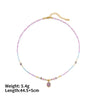 Women's Natural Stone Stainless Steel Beaded Clavicle Chain Necklace Handmade Geometric Design Light Luxury Little Fresh Style