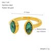 Women's Natural Stone 316L Stainless Steel Geometric Opening Ring With Electroplating