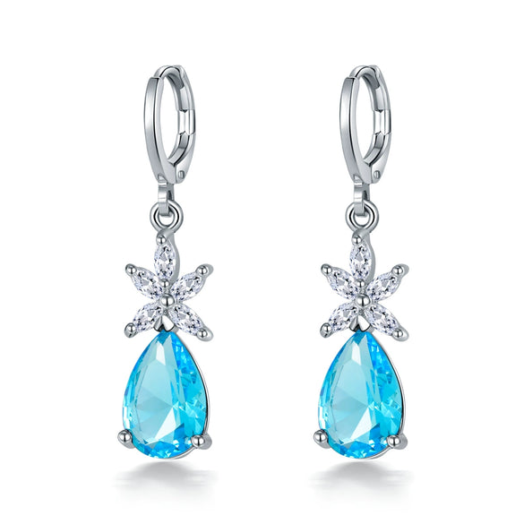 Women's Natural Style Copper Drop Shape Earrings With Zircon Fashion Dangle Earrings For Wholesale
