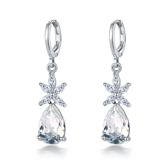 Women's Natural Style Copper Drop Shape Earrings With Zircon Fashion Dangle Earrings For Wholesale
