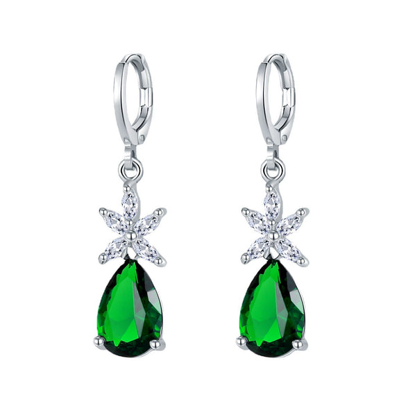 Women's Natural Style Copper Drop Shape Earrings With Zircon Fashion Dangle Earrings For Wholesale