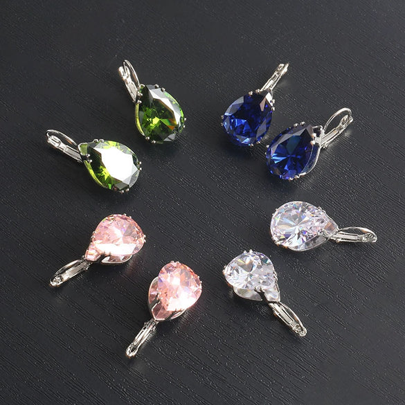 Women's Natural Style Geometric Zircon Earrings Distinctive Statement Diamond Look Jewelry