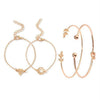 Women's Natural Style Metal Leaf Knotted Open Bracelet Set Electroplated Four Piece Bracelet Collection