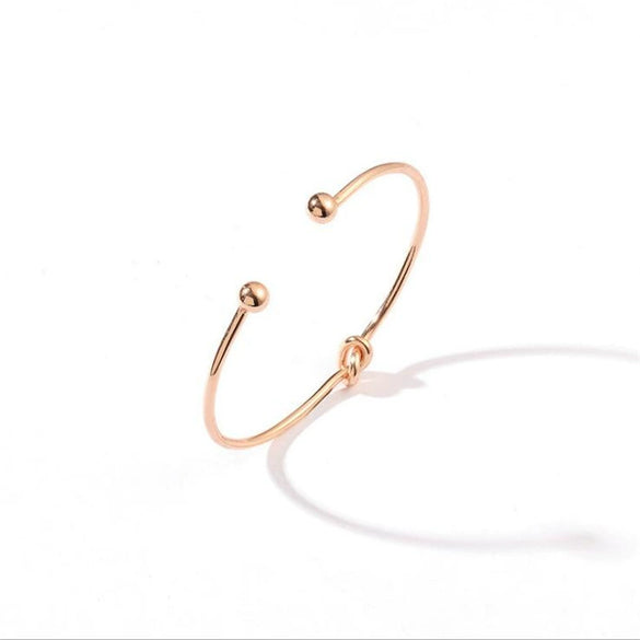 Women's Natural Style Metal Leaf Knotted Open Bracelet Set Electroplated Four Piece Bracelet Collection
